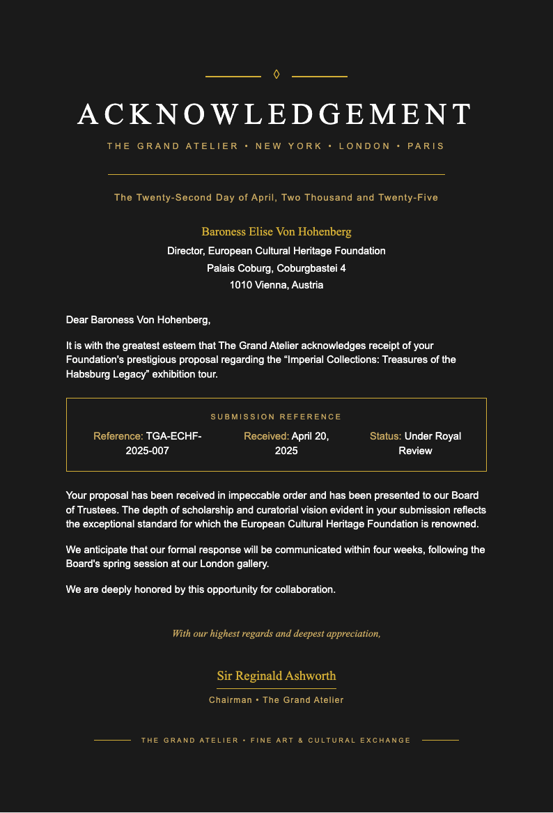 Art deco elegant acknowledgement letter